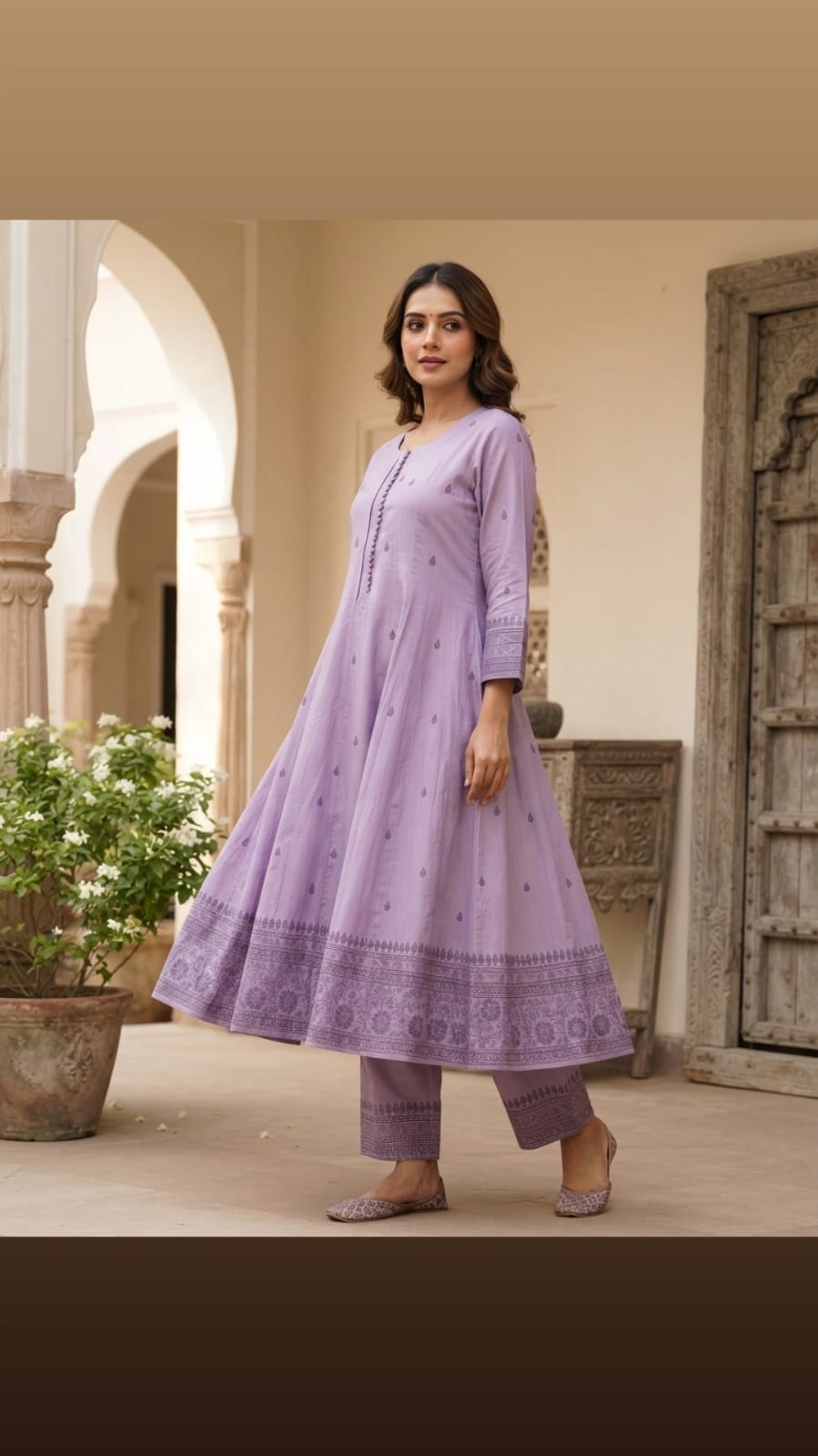 Lavender Flared Kurta Set